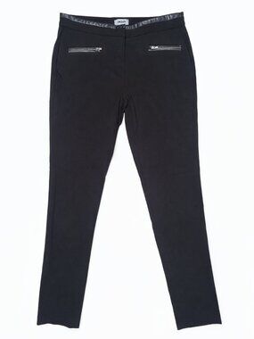DKNY Black Slim-Fit Stretch Pants with Zipper Pockets
